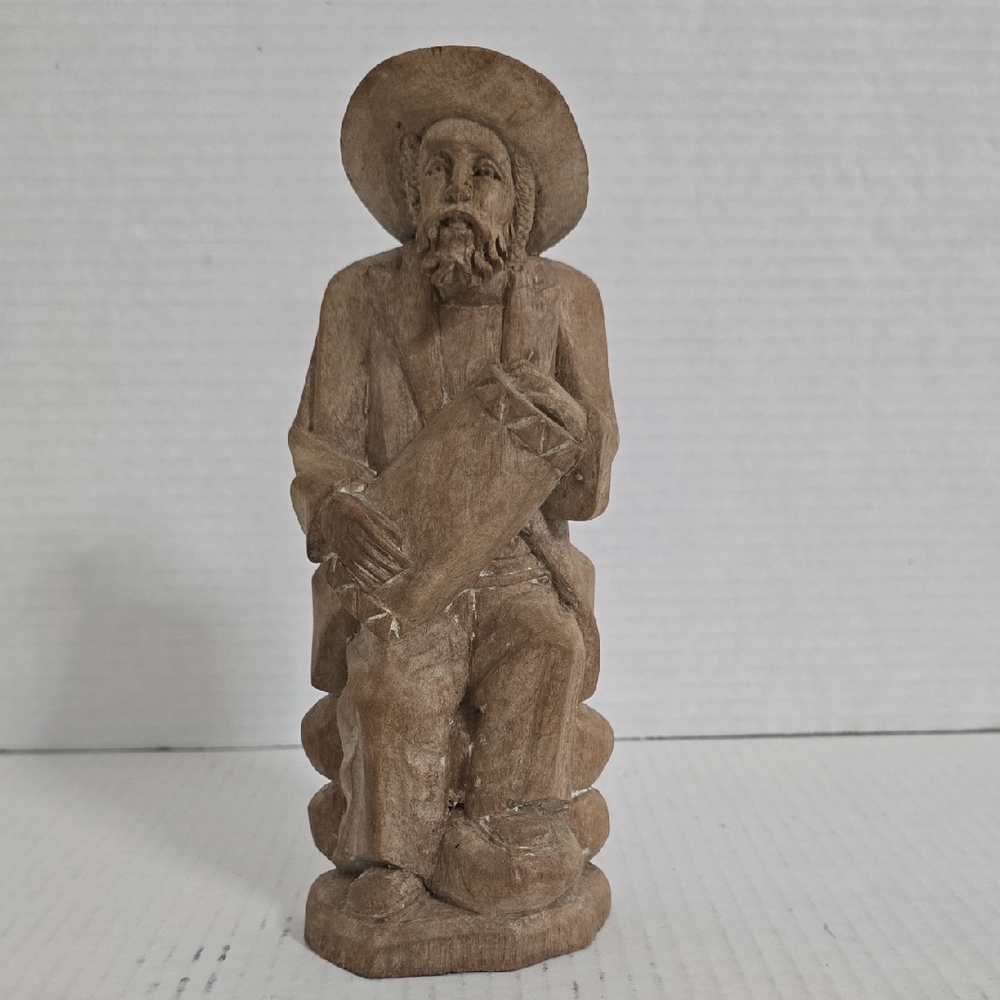 Rustic Brown Hand Carved  Wooden Man Sculpture